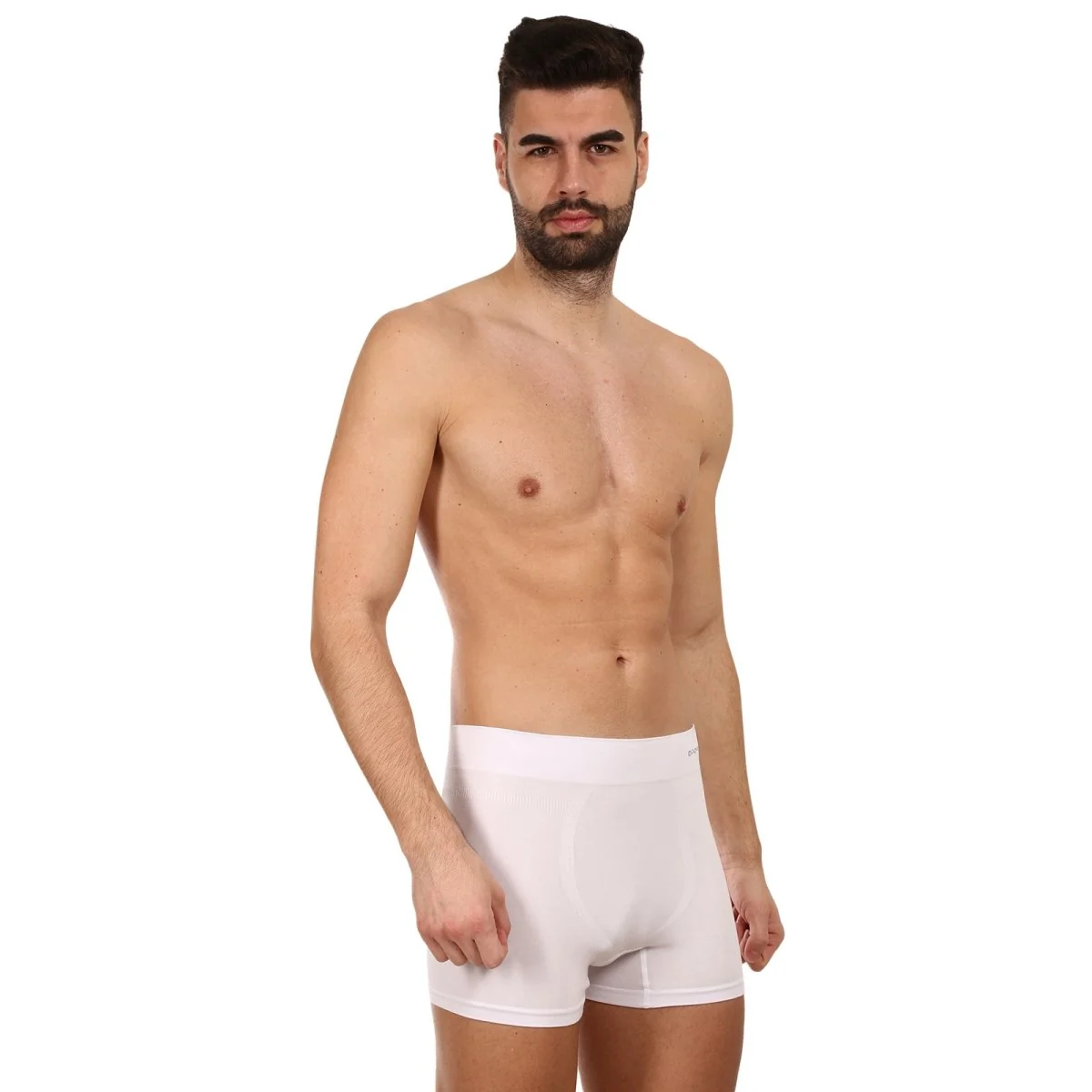 Gino Pánské boxerky bezešvé bambusové bílé (54005) L