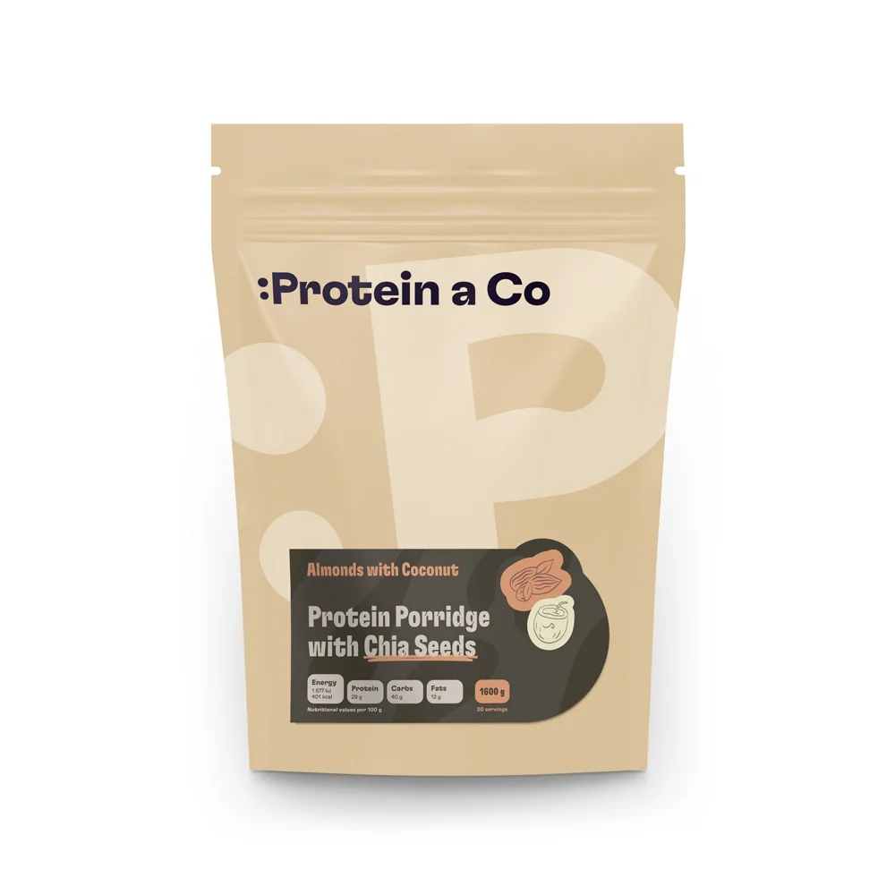 Protein a Co Proteinové kaše s chia 1600 g Kokos s mandlí