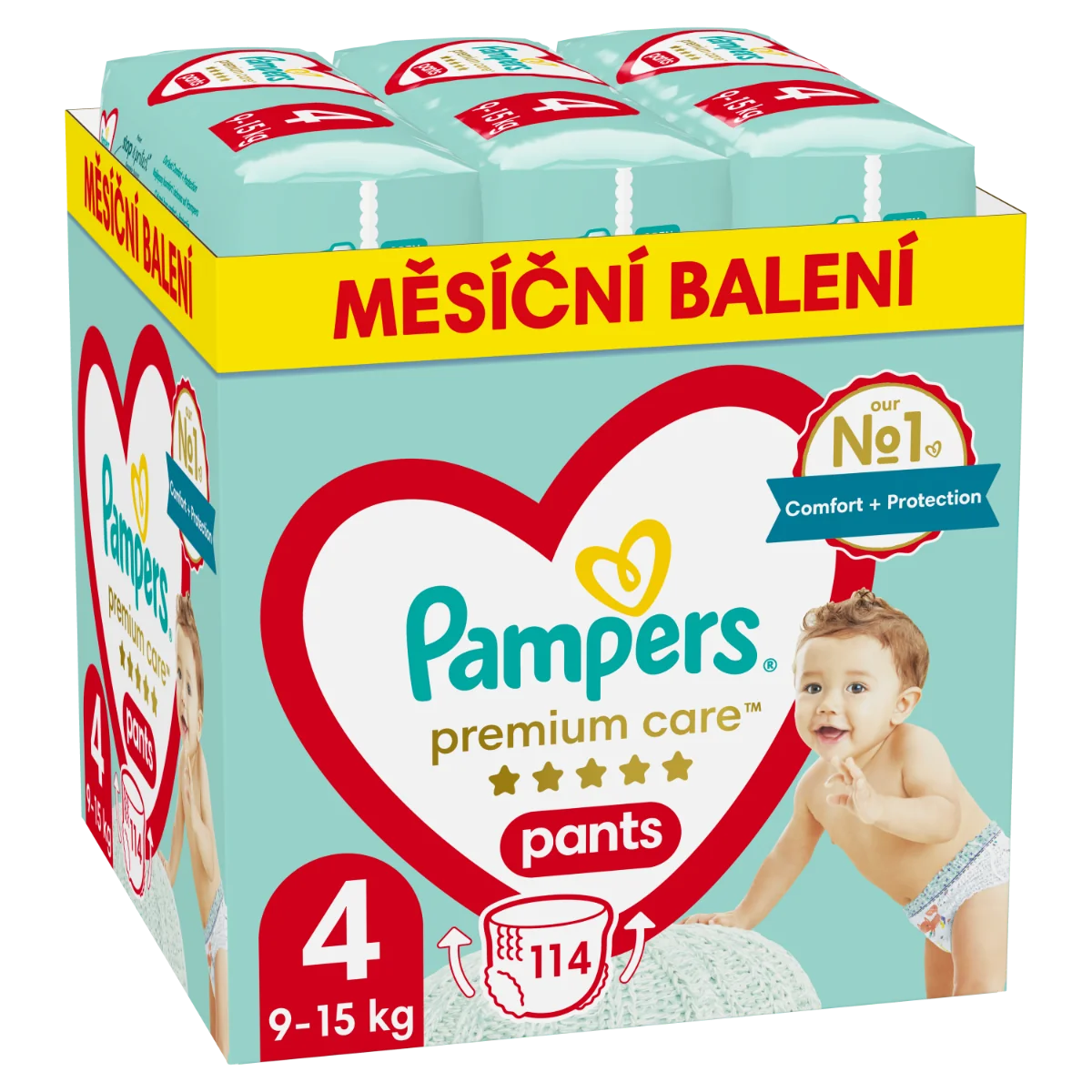 Pampers Premium Care Pants vel. 4 9–15 kg plenkové kalhotky 114 ks