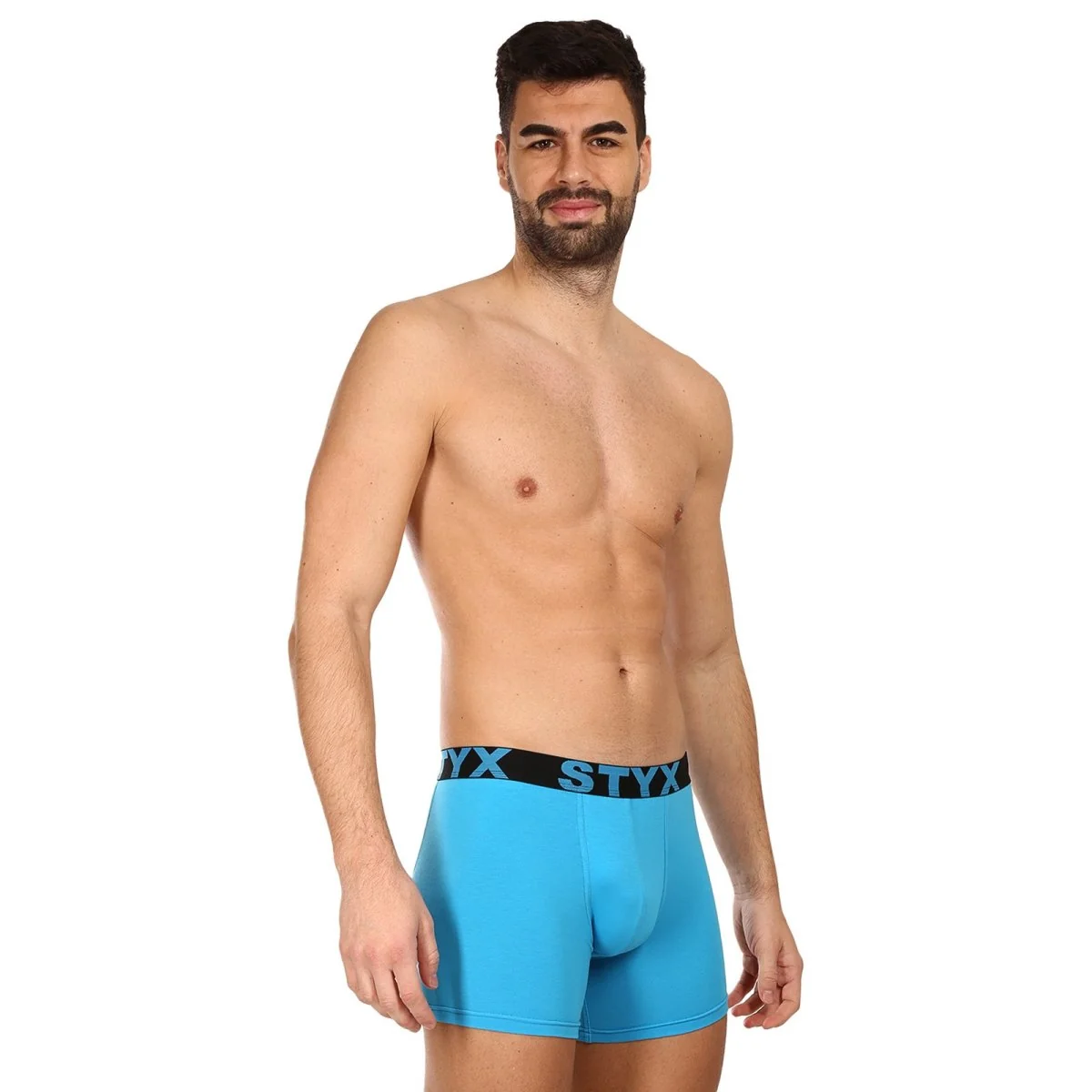 Styx 3PACK pánské boxerky long sportovní guma světle modré (3U1169) L
