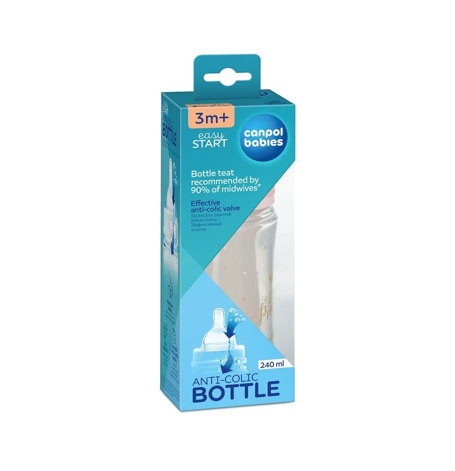 Canpol babies Lahev se širokým hrdlem 3m+ 240 ml růžová