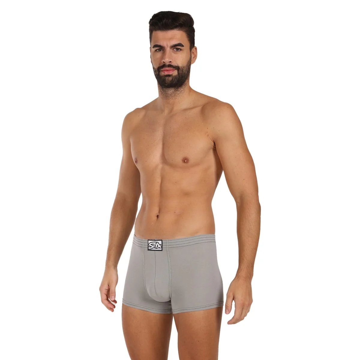 Styx Pánské boxerky klasická guma světle šedé (Q1062) M