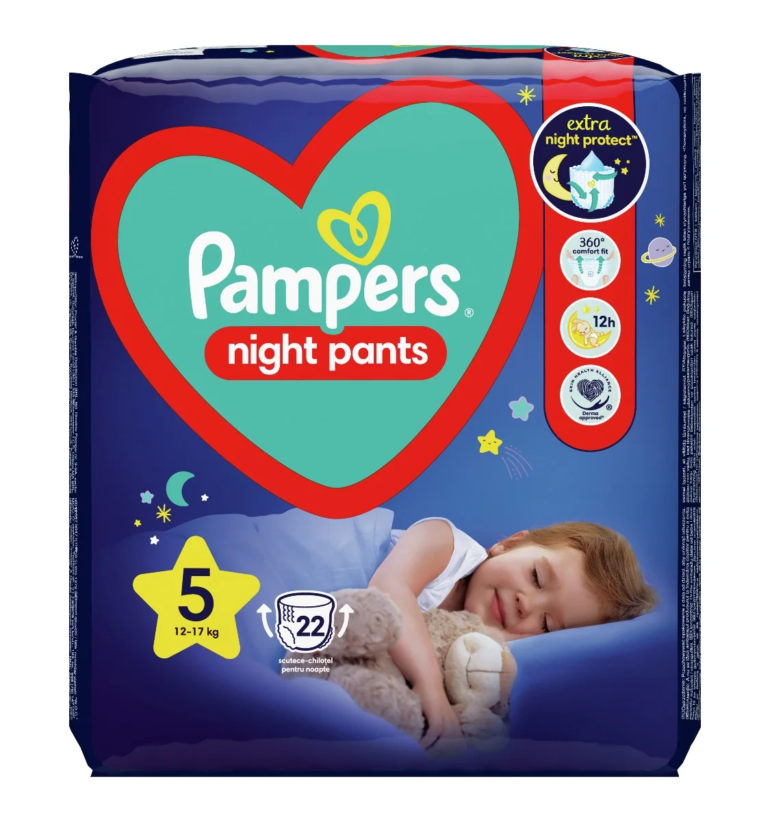 Pampers Night Pants vel. 5 12–17 kg dětské plenkové kalhotky 22 ks