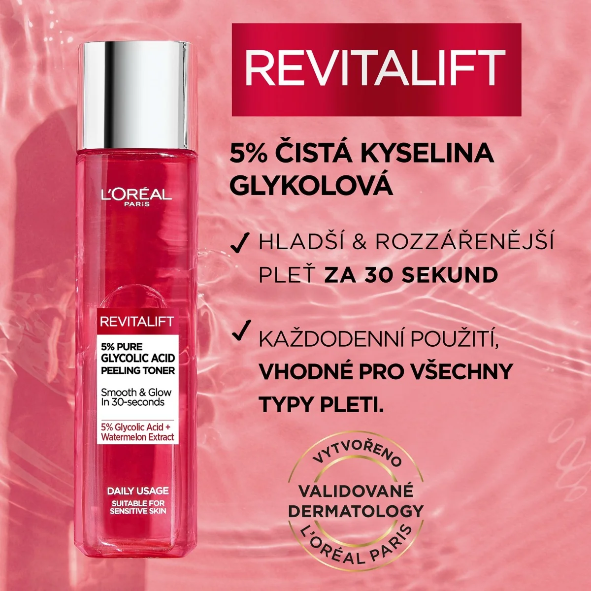 Loréal Paris Revitalift Glycolic exfoliační pleťové tonikum 180 ml