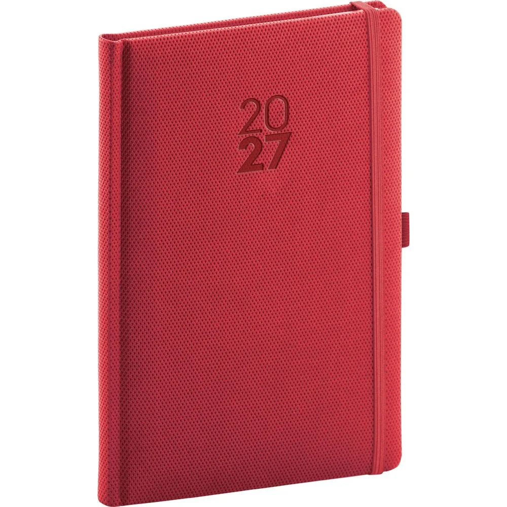NOTIQUE Diamante týdenní diář 2027, červený, A5 15 × 21 cm