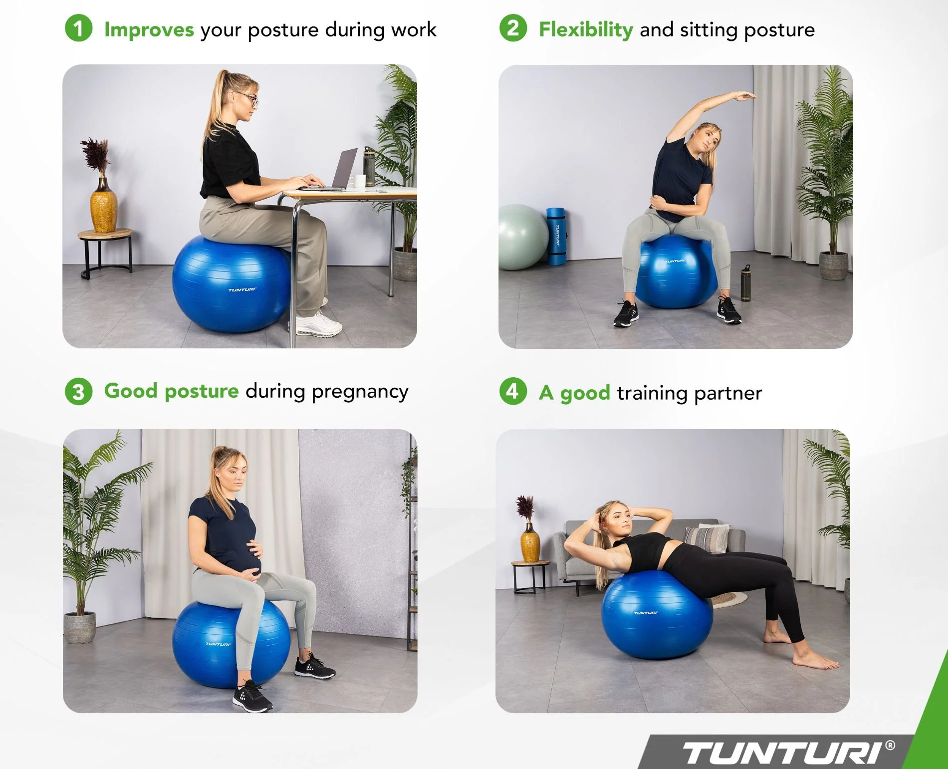 Tunturi Gymnastický míč zesílený 90 cm varianta Mentolový