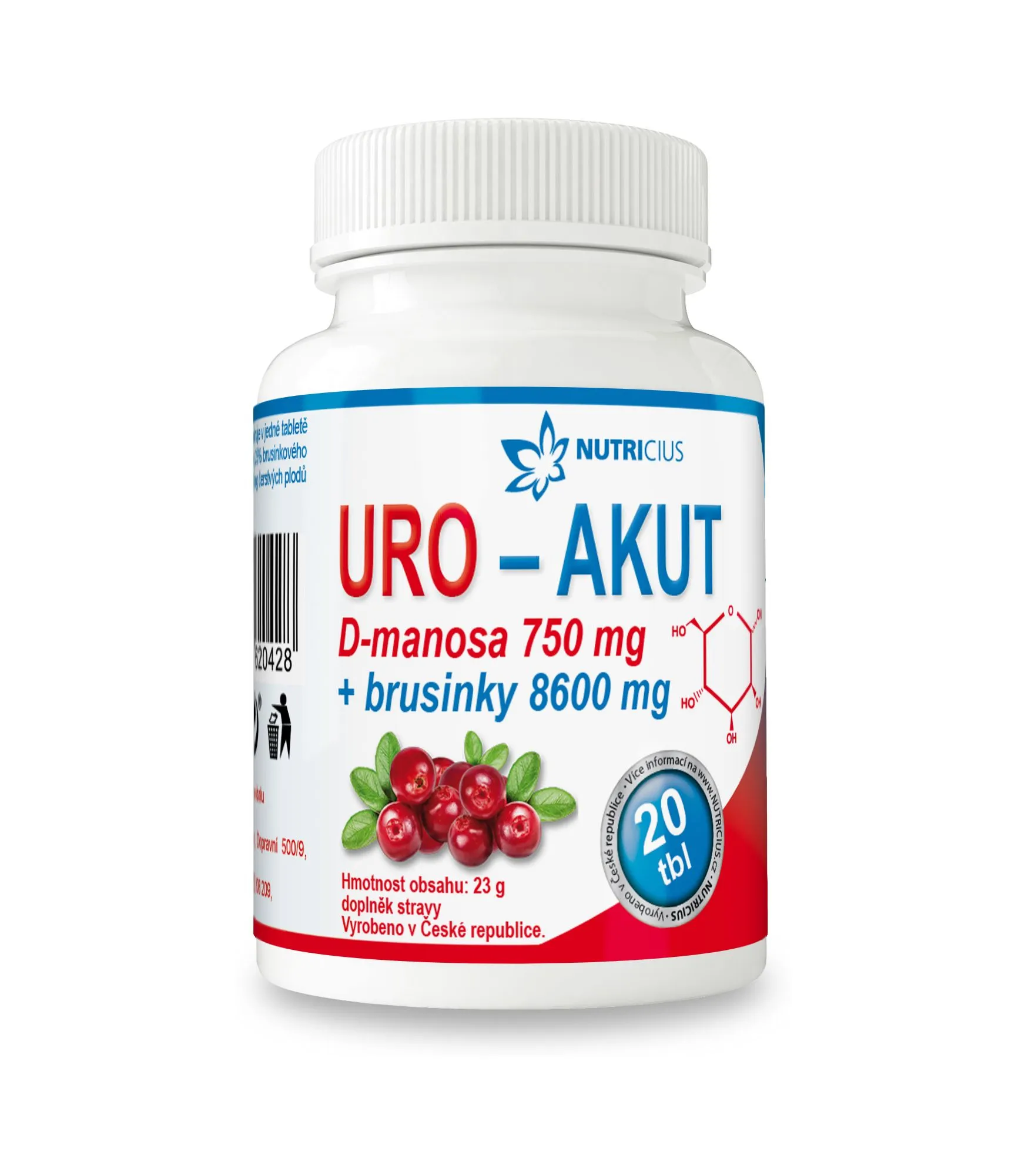 Nutricius URO-AKUT Manosa 750 mg + Brusinky 8600 mg