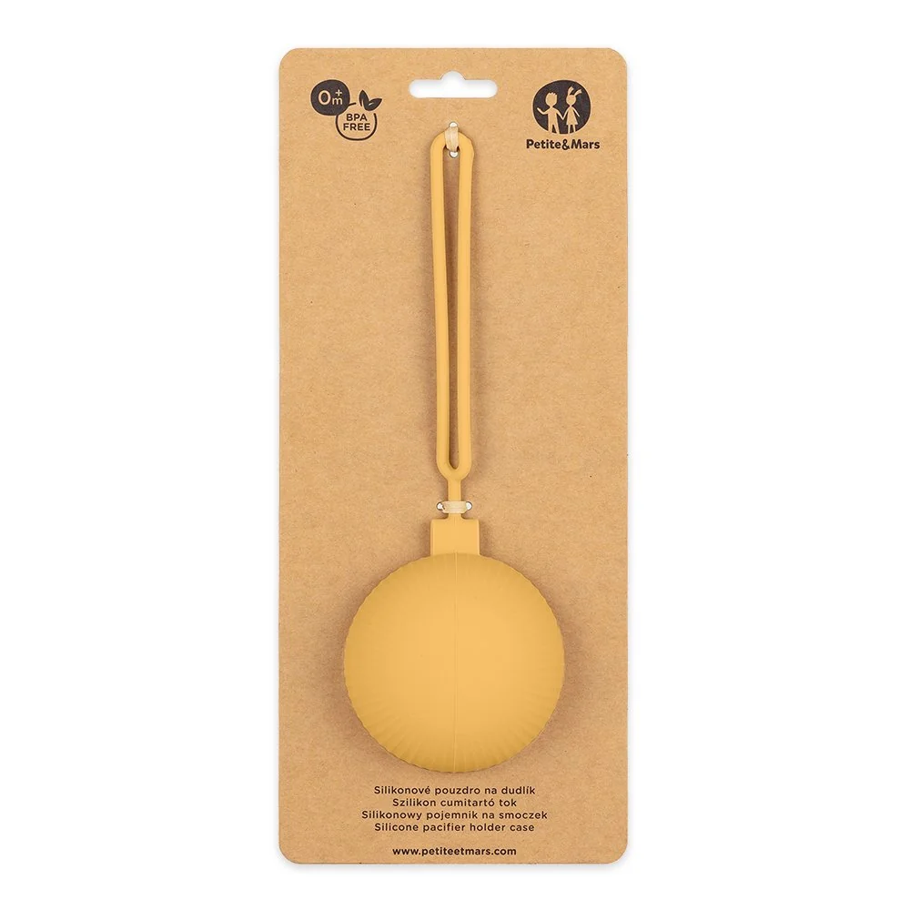 Petite&Mars Pouzdro silikonové na dudlík Intense Ochre 0m+