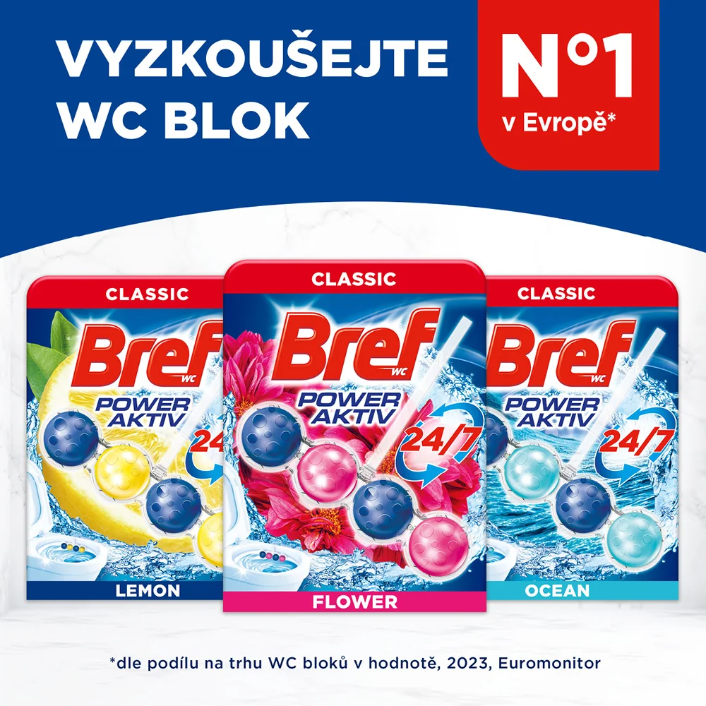 Bref WC blok Power Aktiv Flower 4x50 g