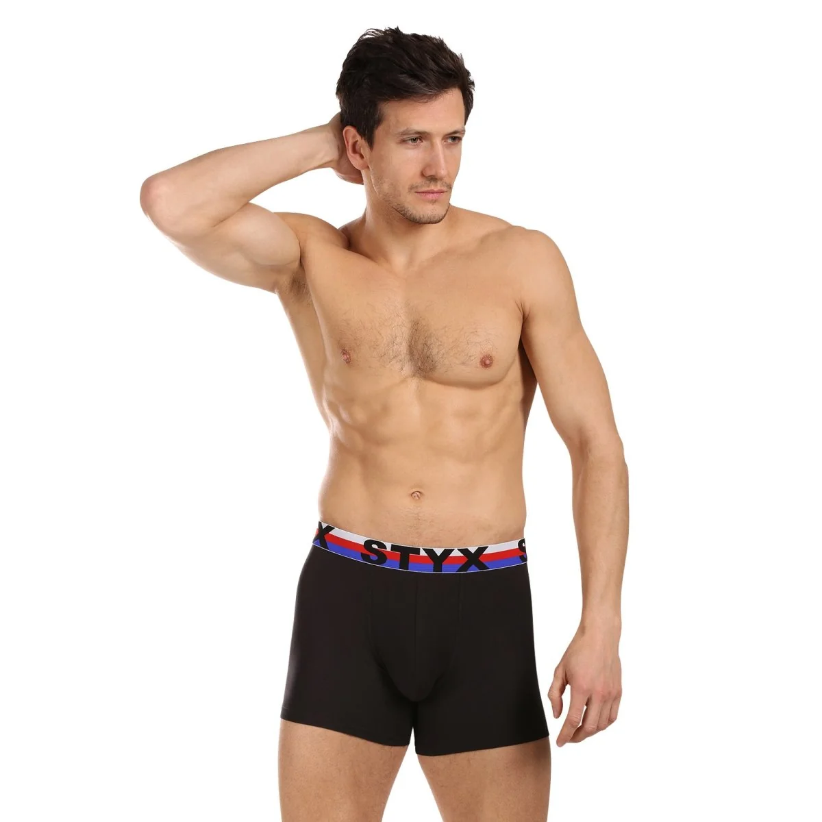 Styx 3PACK pánské boxerky long sportovní guma černé trikolóra (3U1960) M