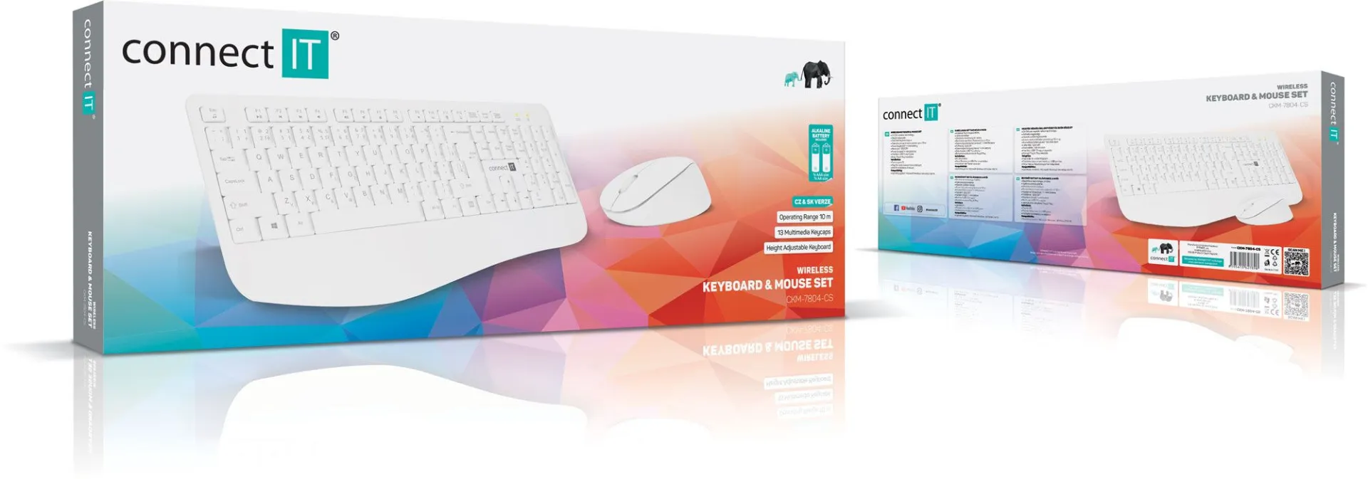 Connect IT CKM-7804-CS combo bezdrátová klávesnice + myš bílá
