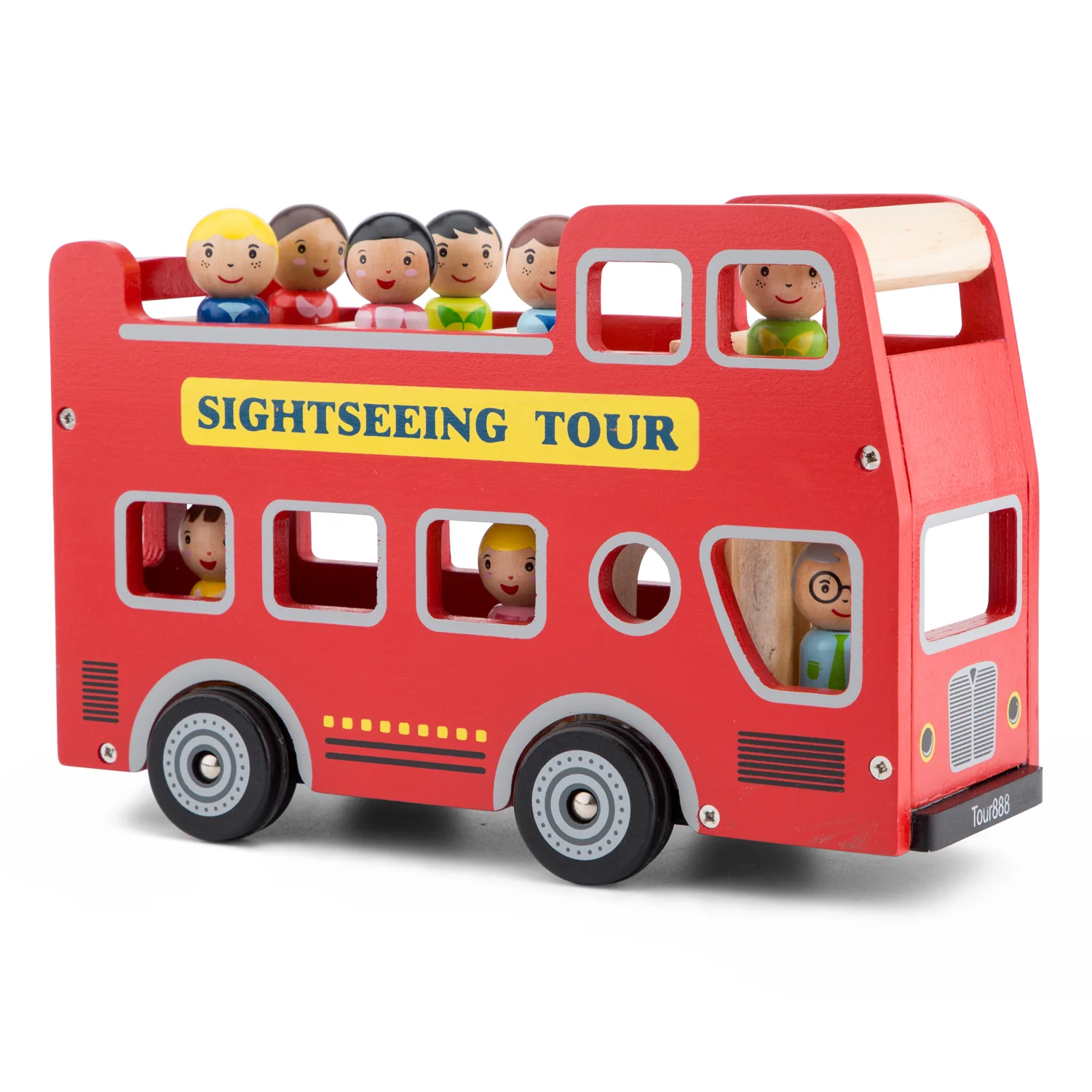 New Classic Toys Červený městský autobus + 9 figurek cestujících