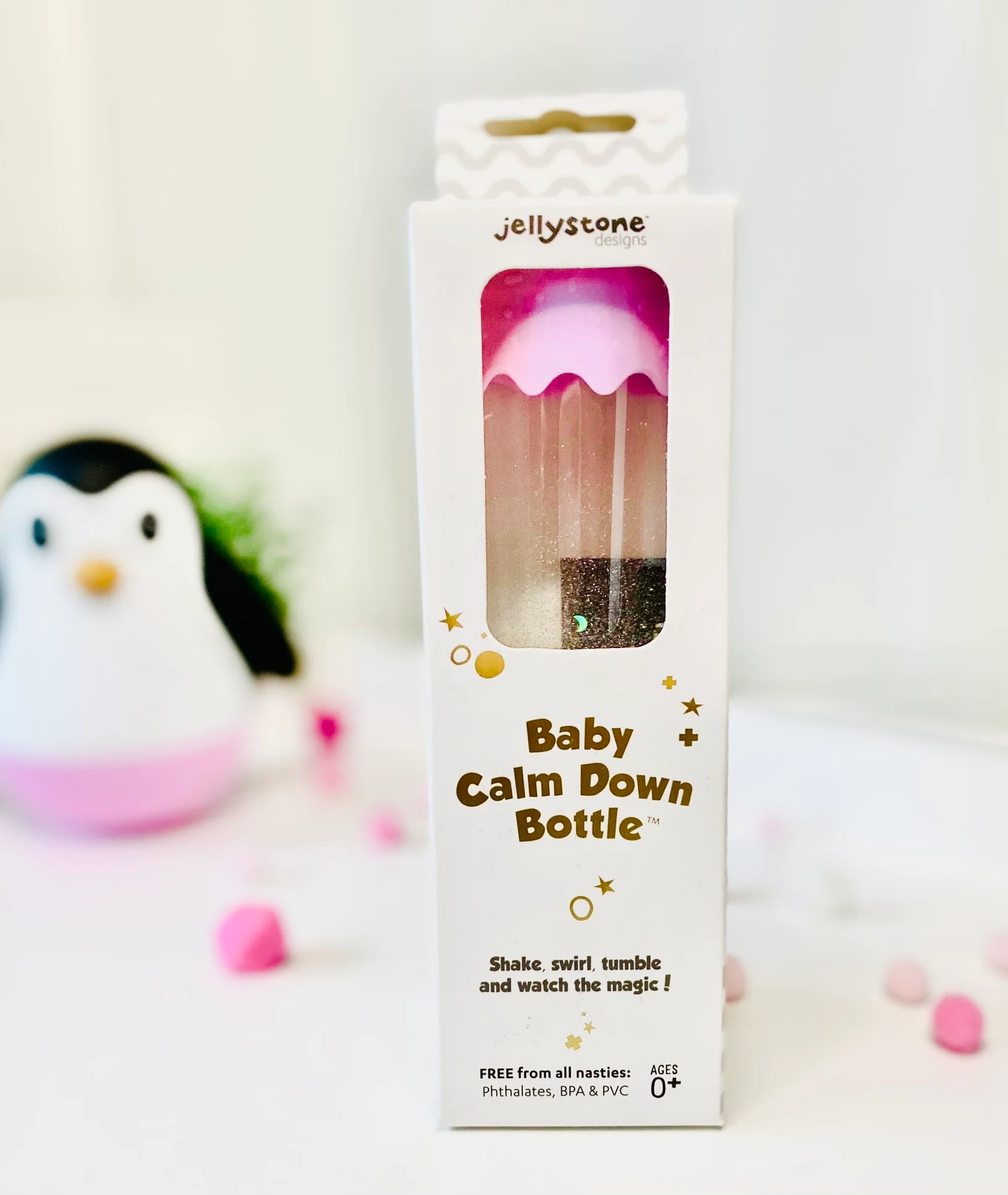 Jellystone Designs Baby senzorická lahev, růžová