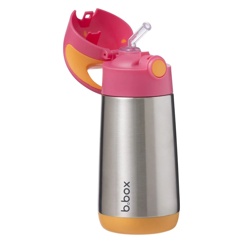 B.BOX Termoska na pití s brčkem 350 ml - růžová/oranžová