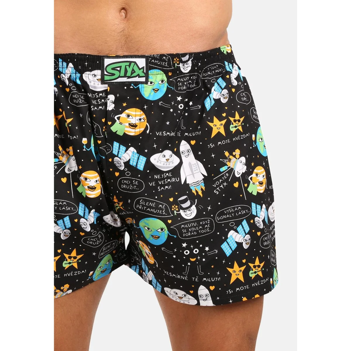 Styx Pánské trenky art klasická guma vesmír (A1758) XXL