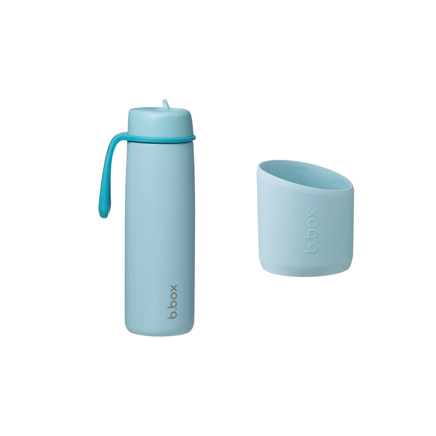 B.BOX Nerezová termolahev s brčkem 690 ml + Silikonový chránič - lagoon