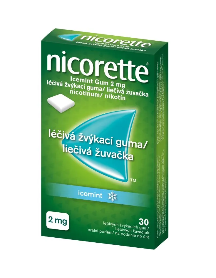 Nicorette Icemint Gum 2 mg léčivá žvýkací guma 30 žvýkaček