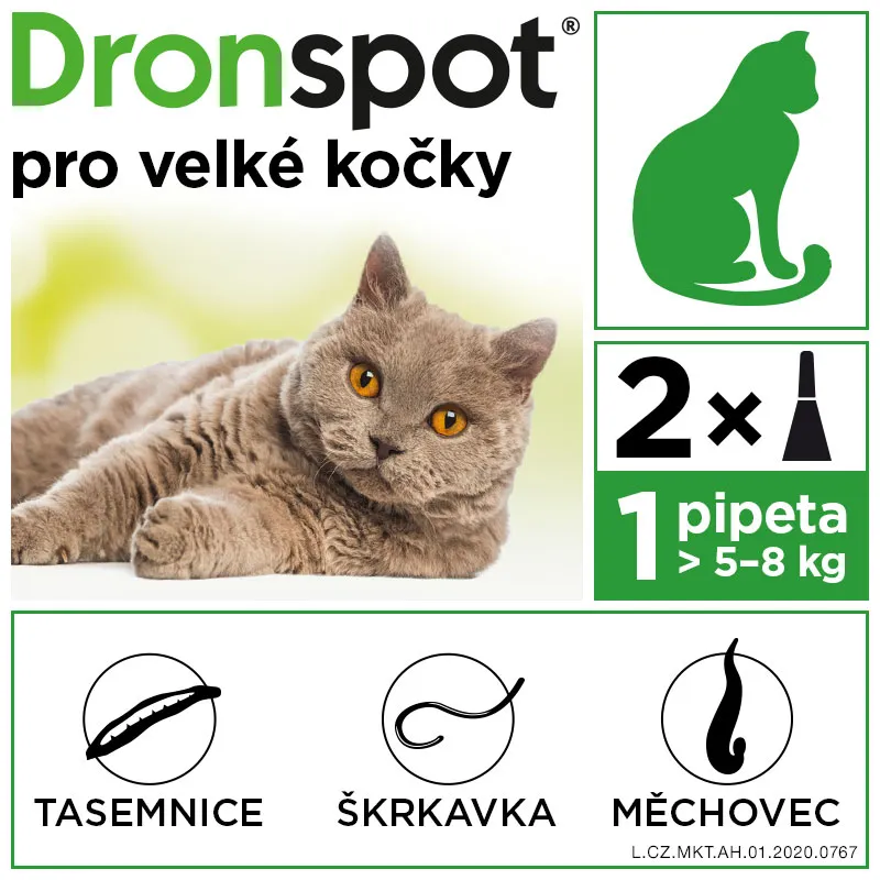 Dronspot 96 mg/24 mg pro velké kočky spot-on 2x1,12 ml