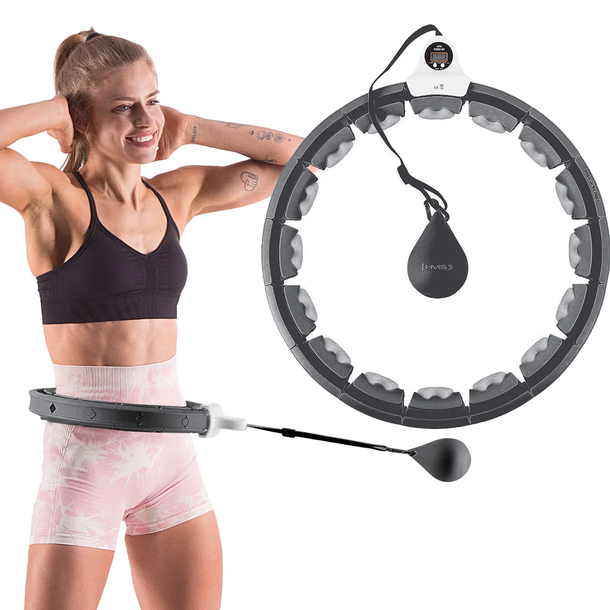 HMS Sada masážní hula hoop HHW06 černá se závažím