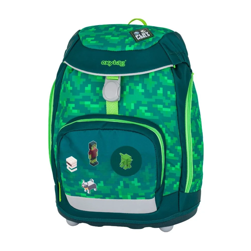Oxybag OXY SHERPY - školní set Playworld 4 ks: batoh, penál, sáček, placky batoh, penál, sáček