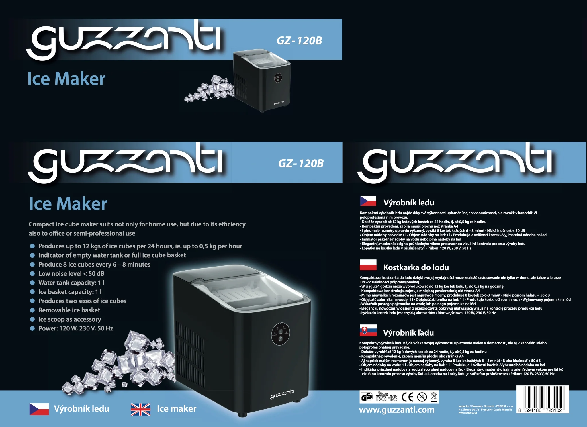 GUZZANTI Výrobník ledu GZ 120B