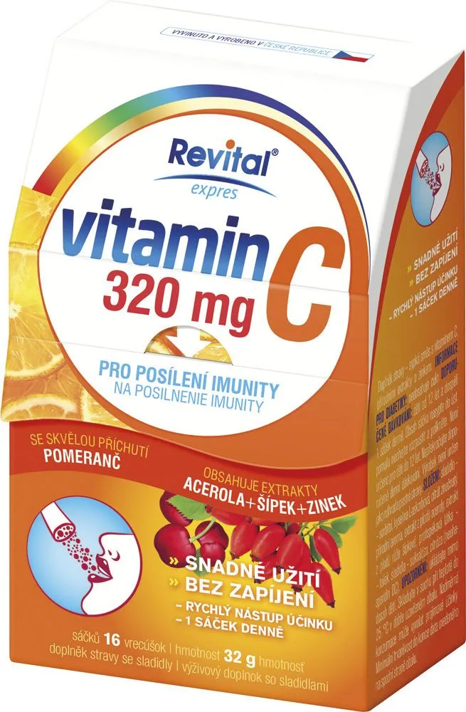 Revital Vitamin C 320 mg + Acerola + Šípek + Zinek 16 sáčků