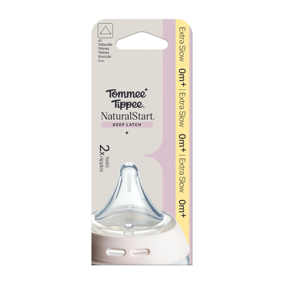 Tommee Tippee Natural Start Anti-Colic Trojúhelníková savička na lahev extra pomalý průtok 0m+ 2 ks