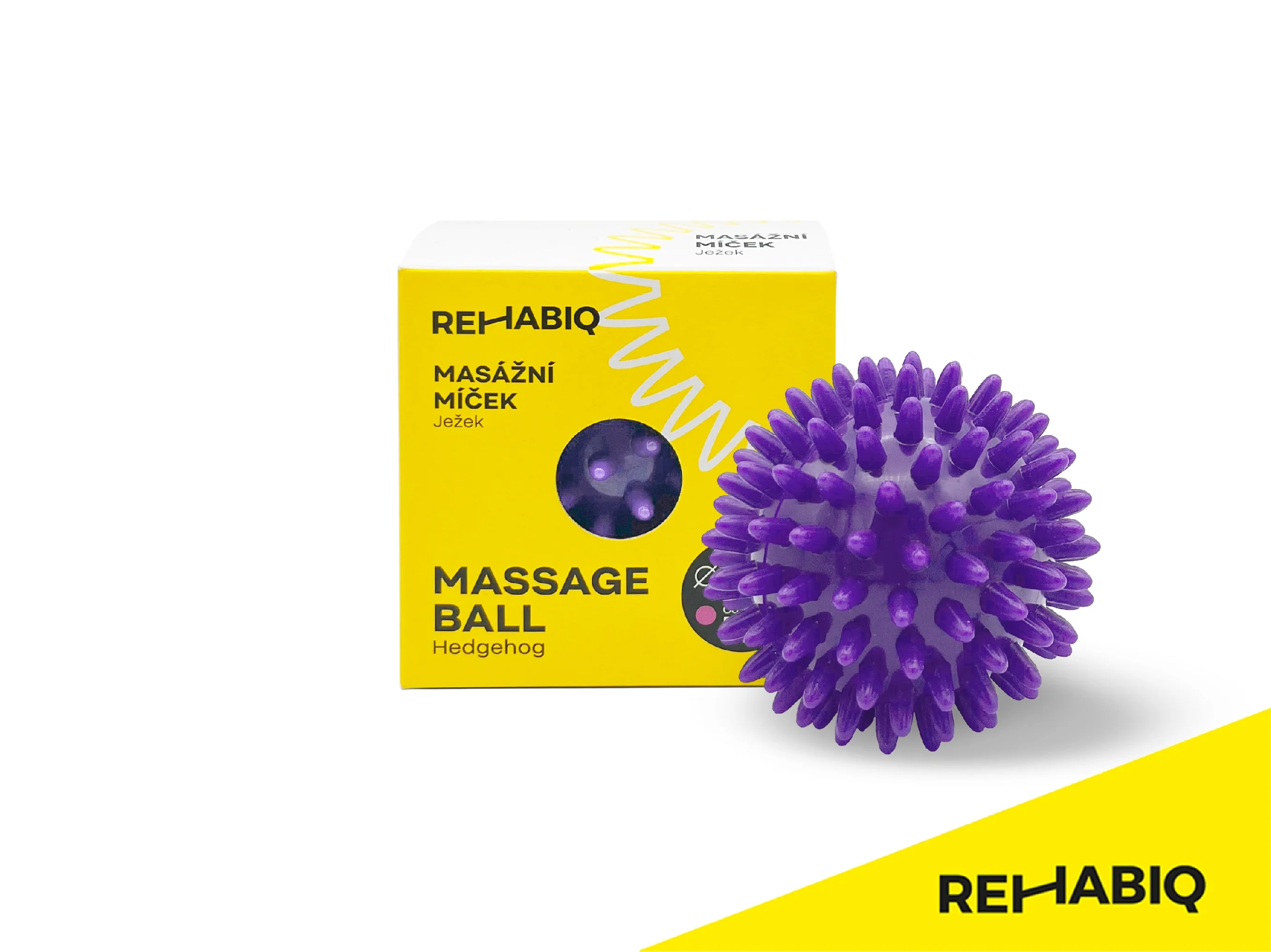 Rehabiq Masážní míček ježek 7 cm 1 ks fialový