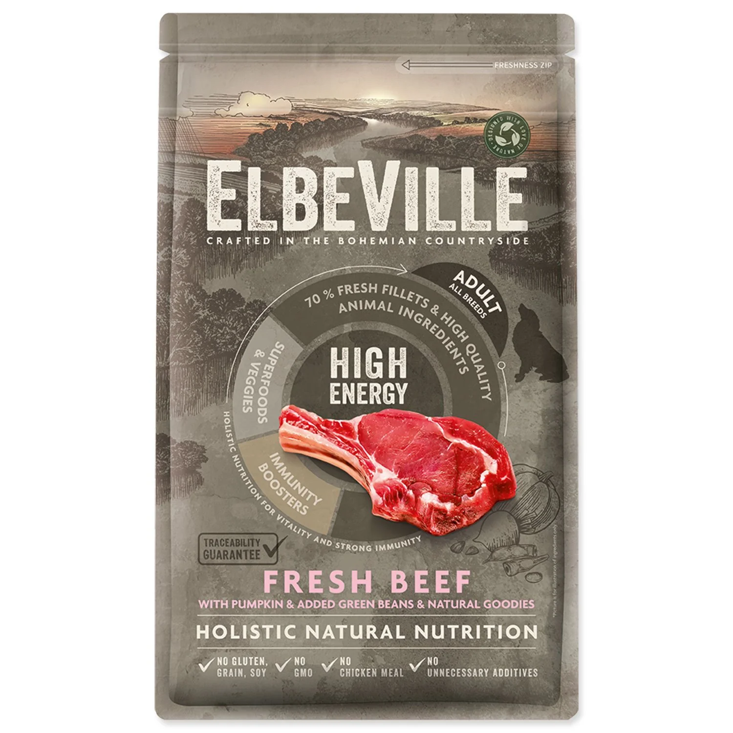 ELBEVILLE Krmivo Adult All Breeds High Energy Fresh Beef 1,4kg