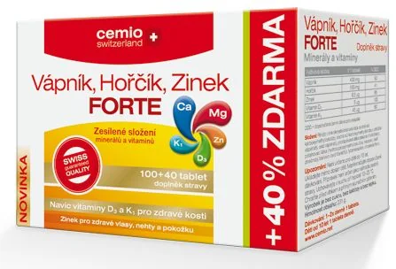 Cemio Vápník Hořčík Zinek FORTE 100+40 tablet