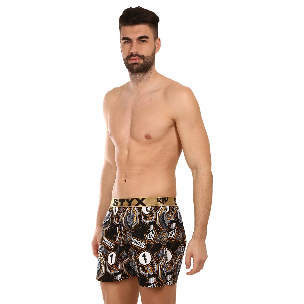 Styx Pánské trenky art / KTV sportovní guma - zlatá guma (BTZ1655) M