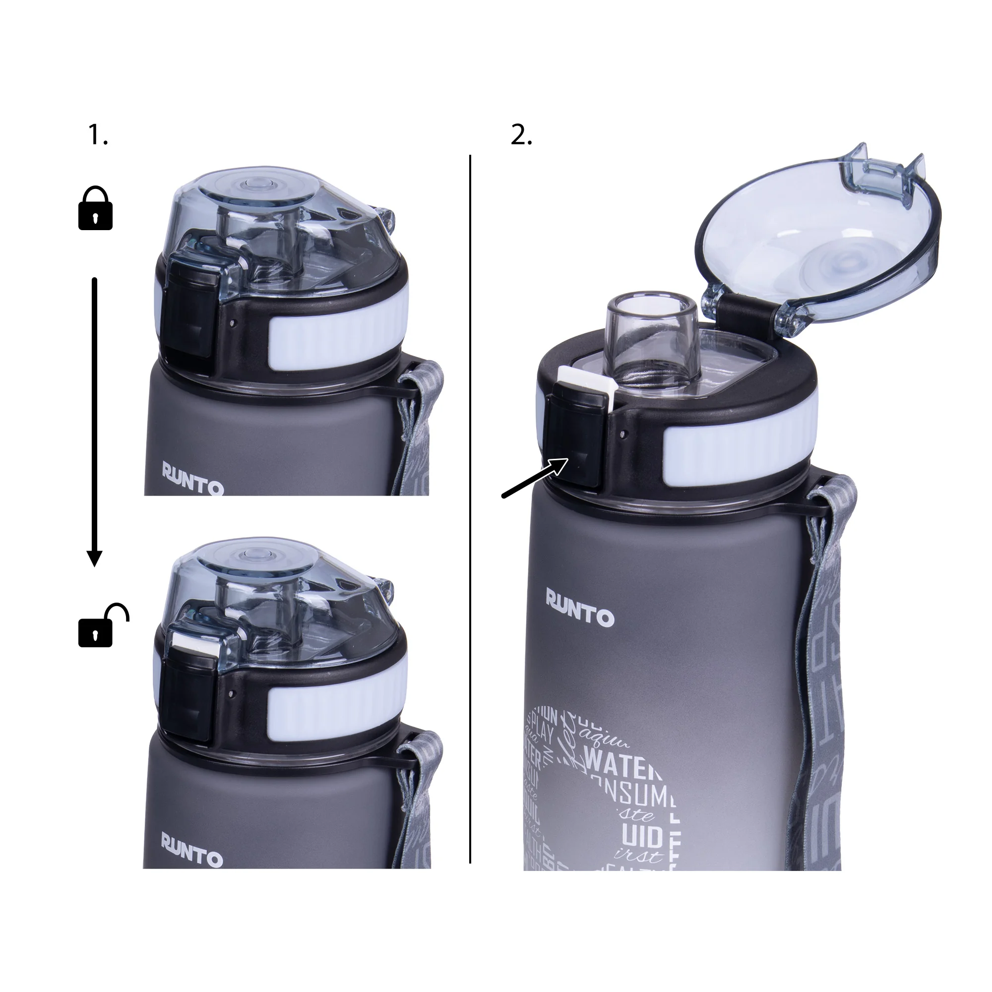 RUNTO Láhev AQUA-GO 800ml Grey