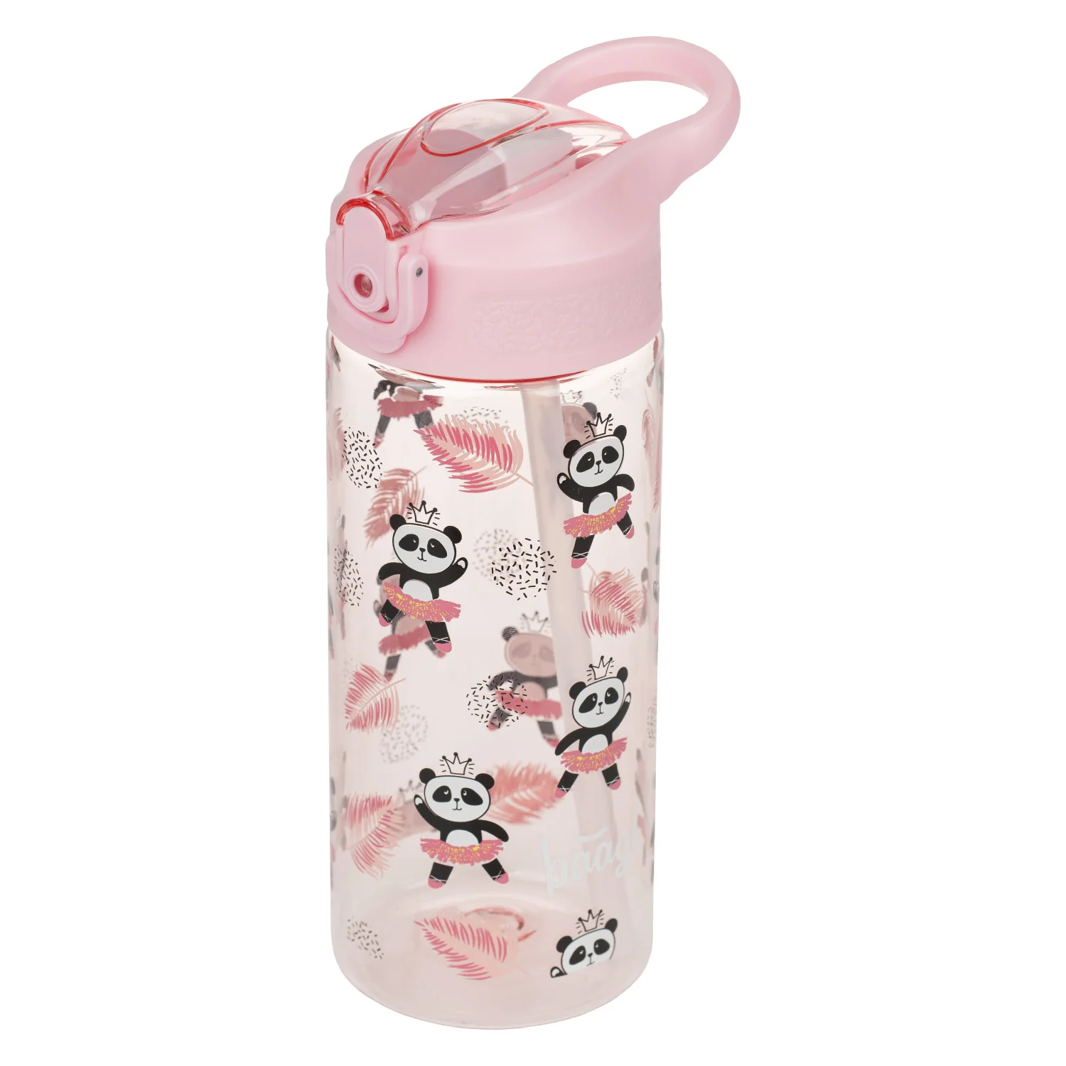 Baagl Tritanová láhev na pití s brčkem Panda, 500 ml