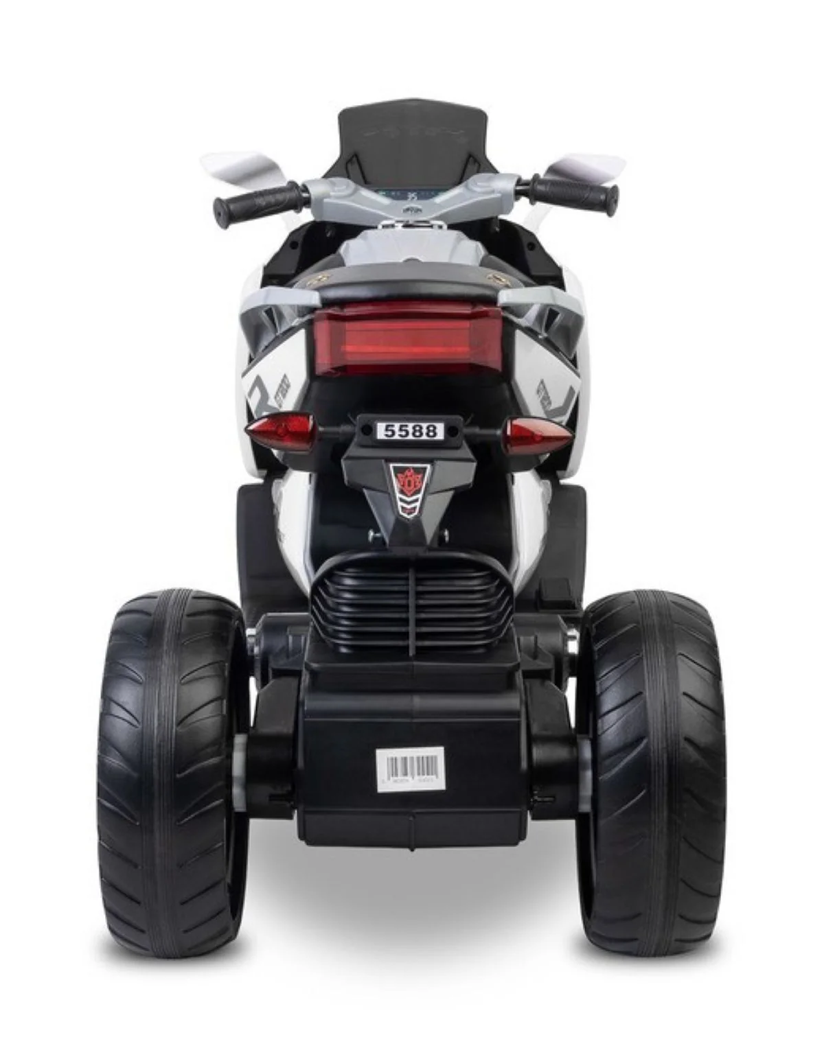 Toyz Elektrická tříkolová motorka pro děti – 2 motory, LED, USB, bílá