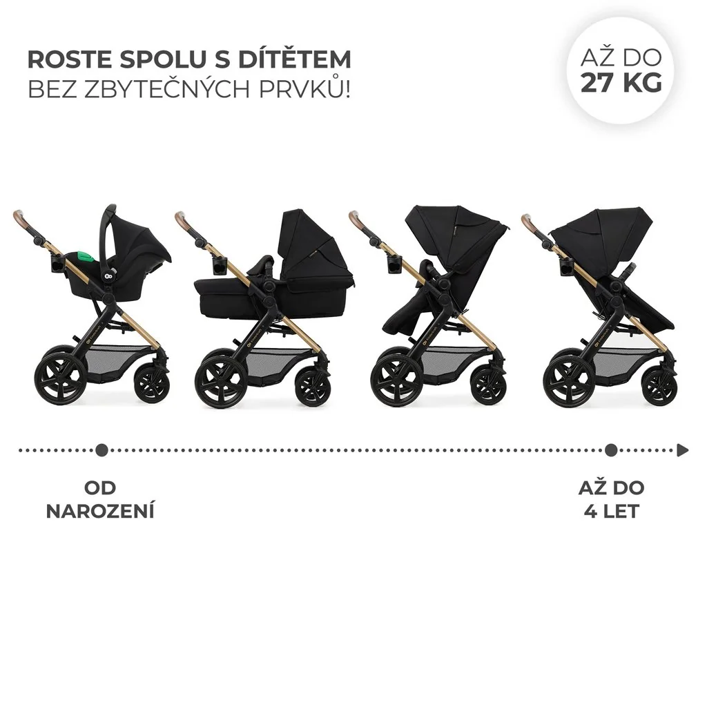 Kinderkraft Kočárek kombinovaný Moov 2 3v1 Pure Black - pěnová kola