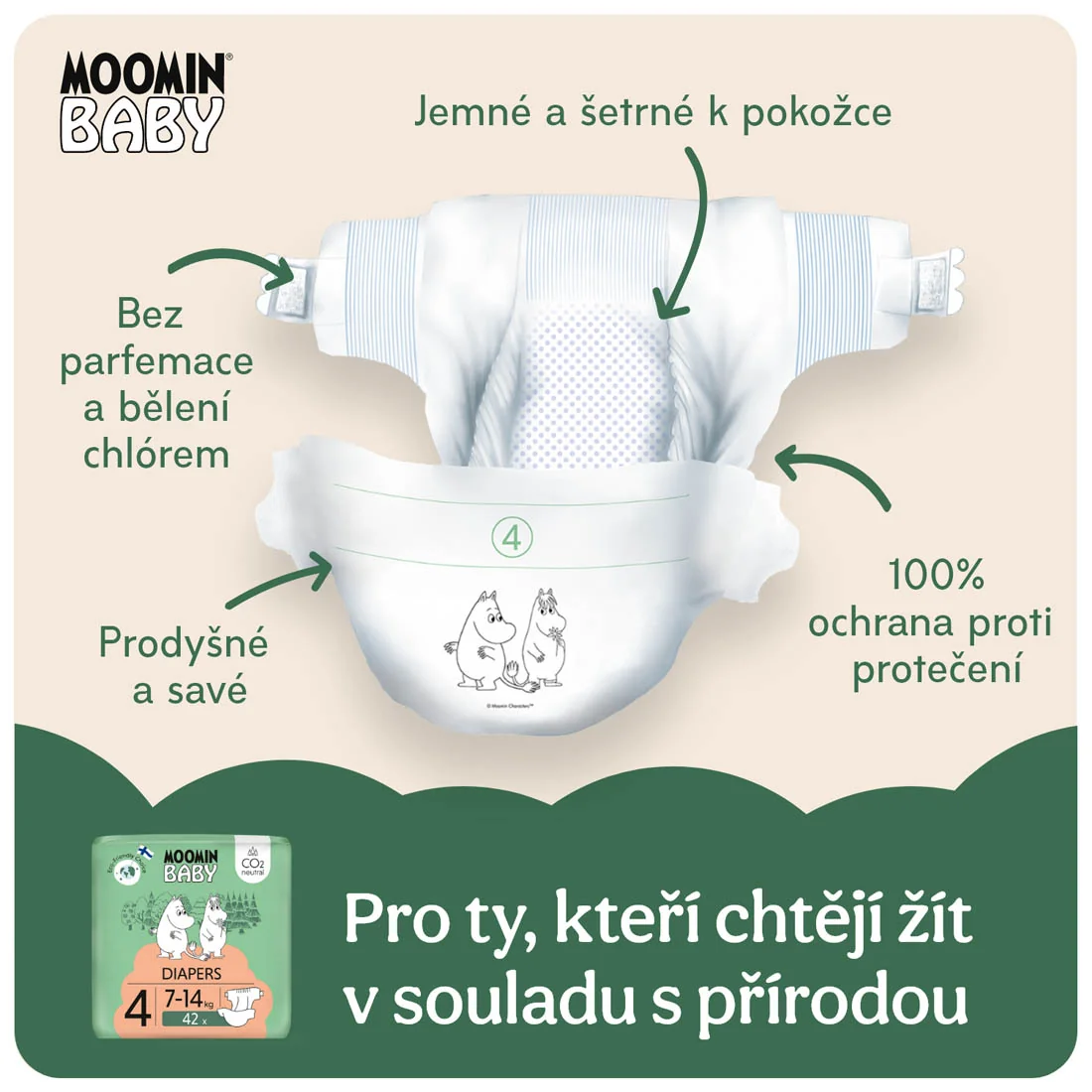 Moomin Baby 4 Maxi 7–14 kg eko pleny 42 ks