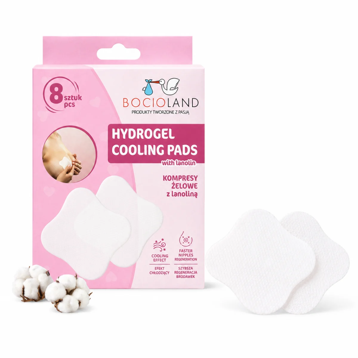 BocioLand Komplet 2x Hydrogelové kojicí vložky s lanolinem - 2x 8 ks