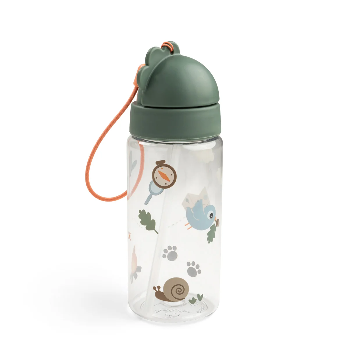 Done by Deer láhev s brčkem Tiny trails, zelená, 350 ml