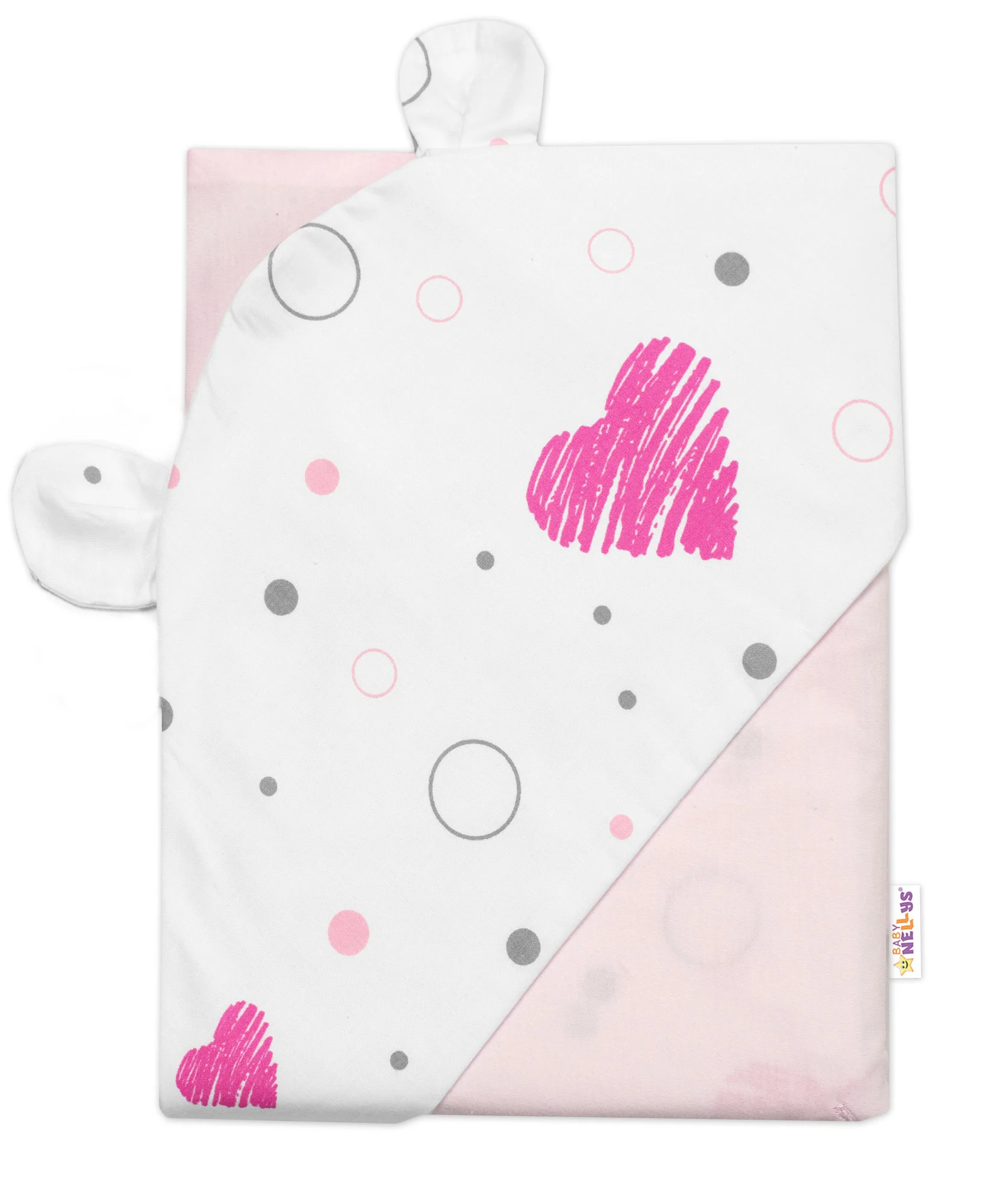 Baby Nellys Zavinovací deka s kapucí, bavlna + jersey, I love Girl růžová