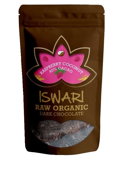Iswari BIO RAW Čokoládové bonbóny raspberry 60% kakao 200 g