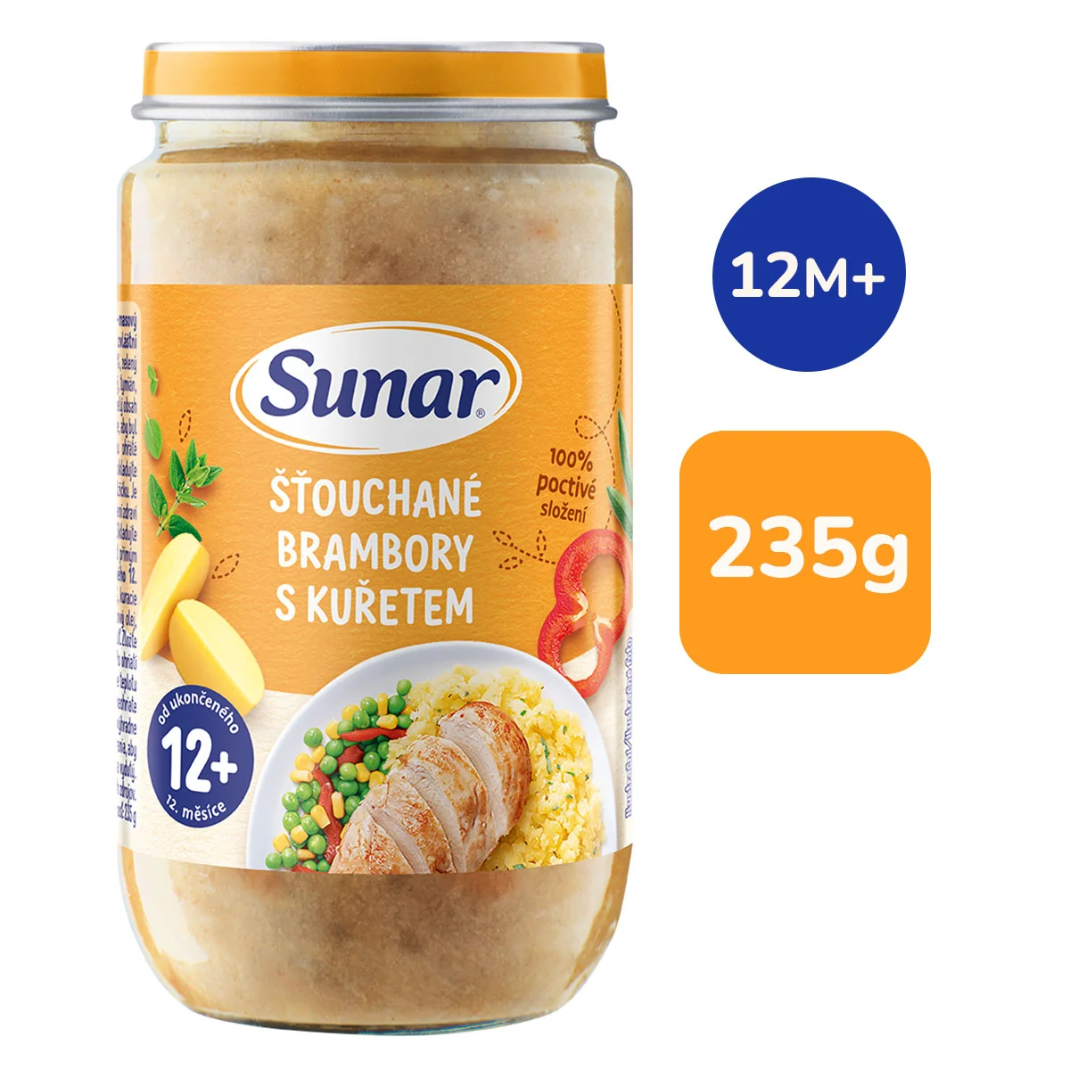 Sunar Příkrm šťouchané brambory s kuřetem 12m+ 235 g