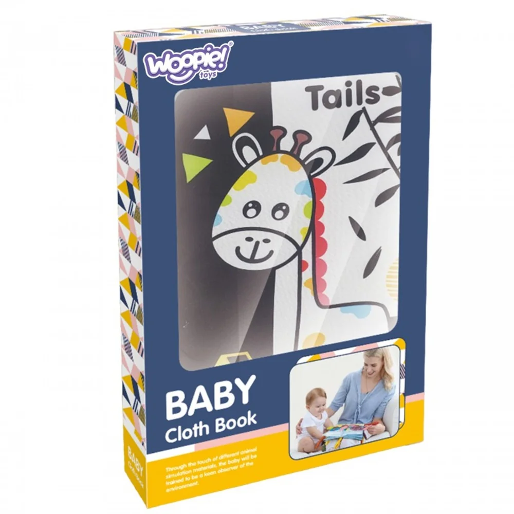 Woopie Kontrastní senzorická knížka Animal Tails, černá/bílá