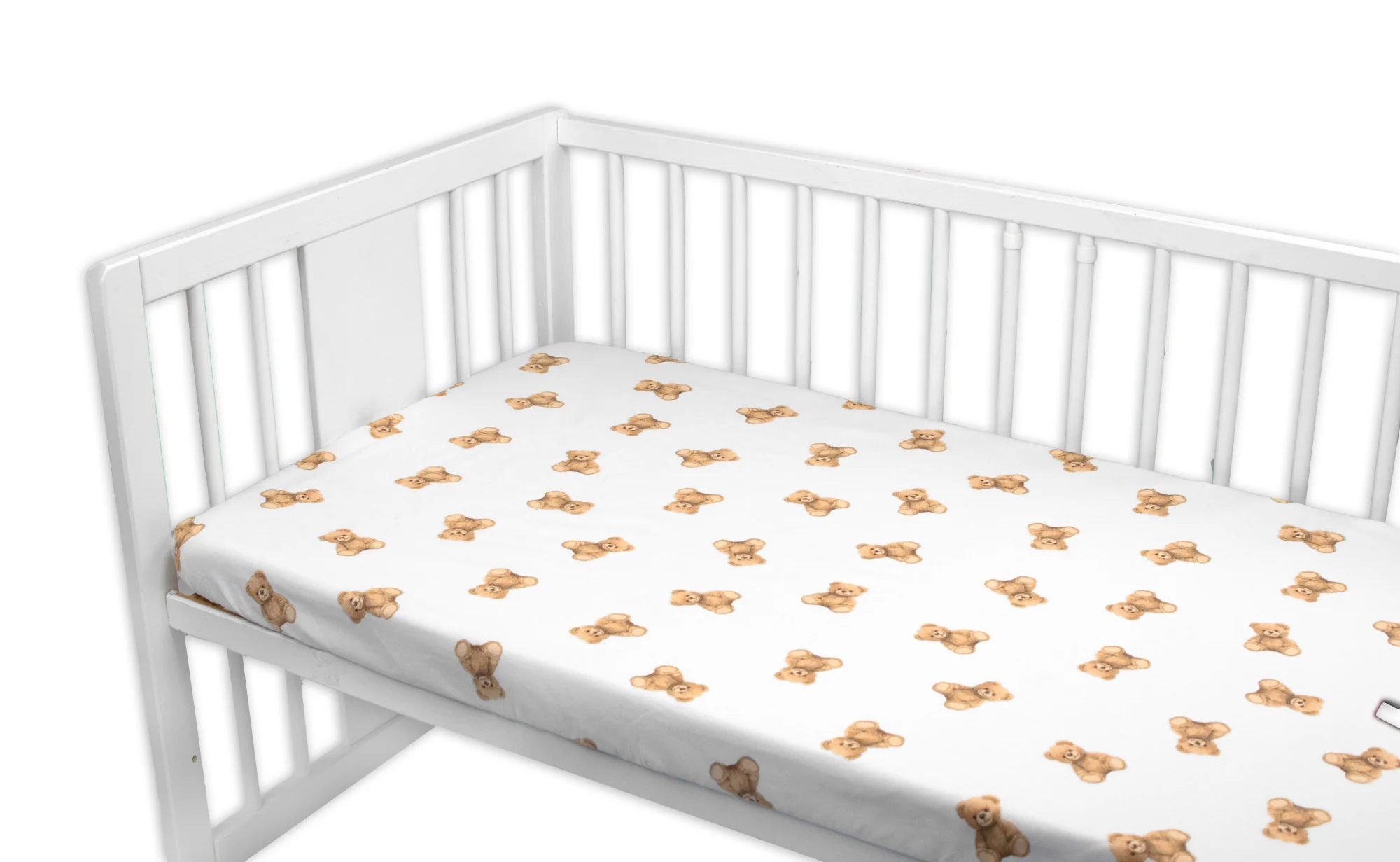 Baby Nellys Prostěradlo do postýlky 120x60cm, bavlna, Míša - bílý s potiskem
