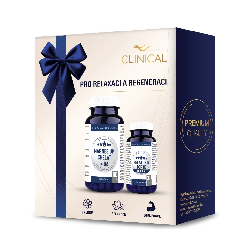 Clinical Magnesium Chelát B6 + Melatonin Forte Original 1+1 ks 100 tablet + 30 tablet