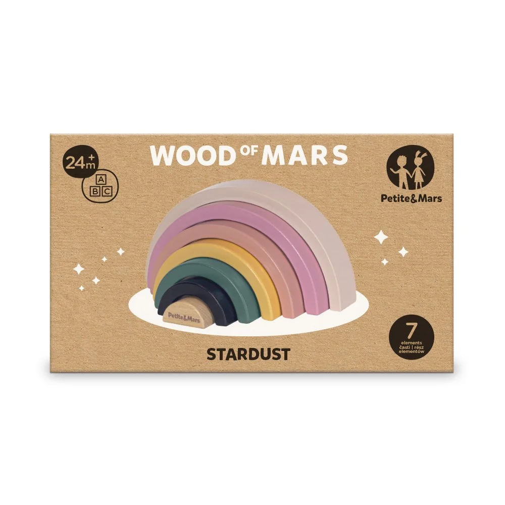 Petite&Mars Hračka dřevěná skládací Stardust Wood of Mars 24m+ Aurora Pink