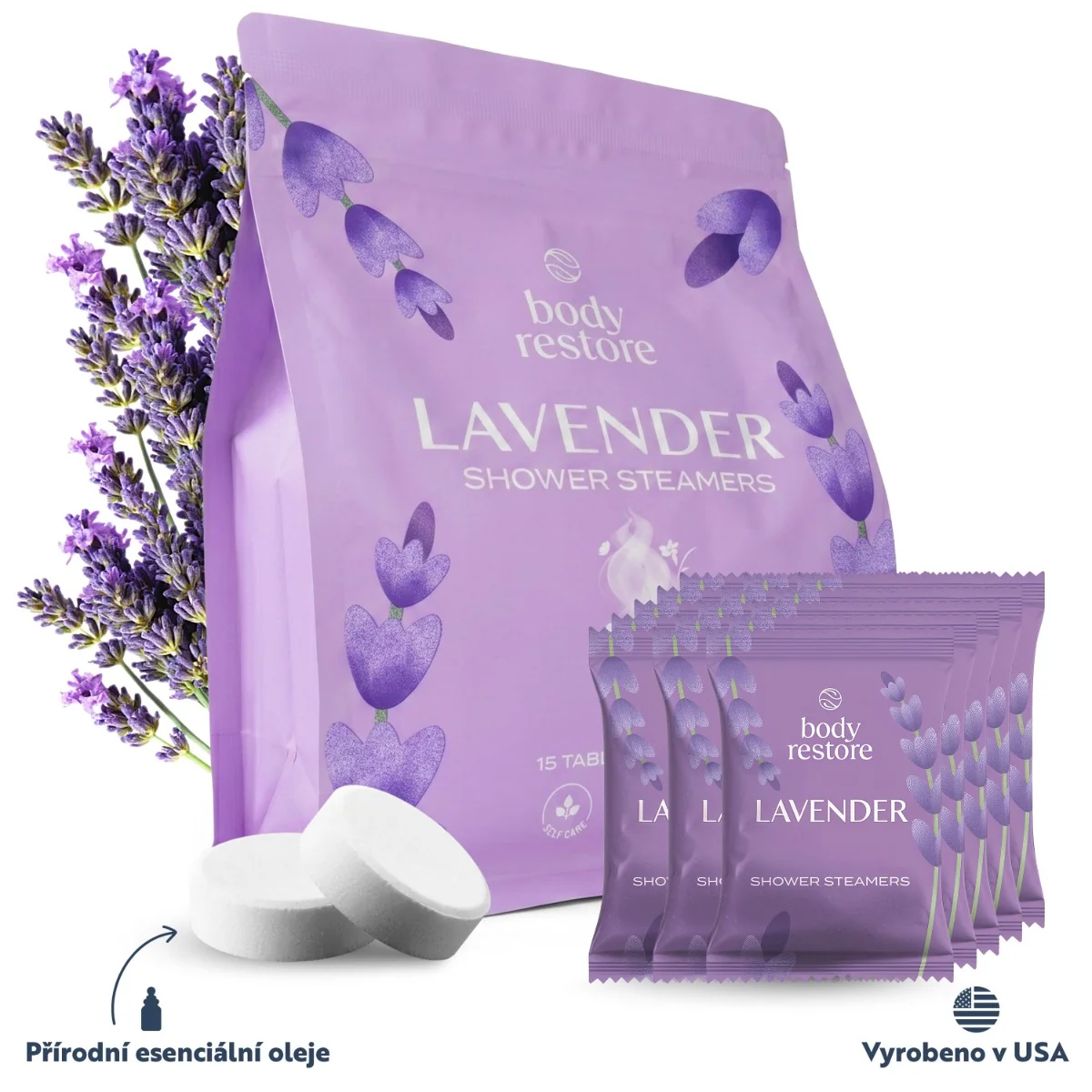Body Restore Aromatické tablety do sprchy levandule 15 ks