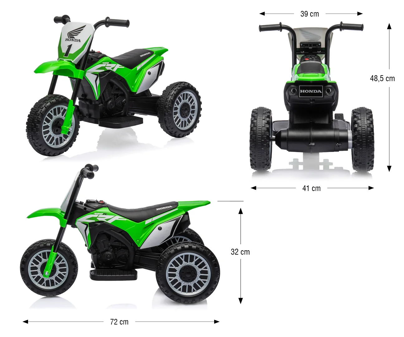Milly Mally Dětská elektrická motorka Honda CRF450R tříkolka 6V - zelená