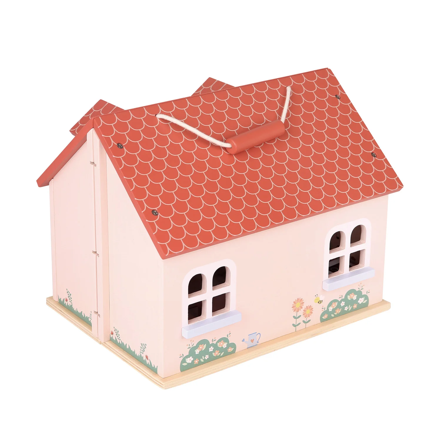 New Classic Toys Rozkládací dřevěný dům pro panenky s nábytkem