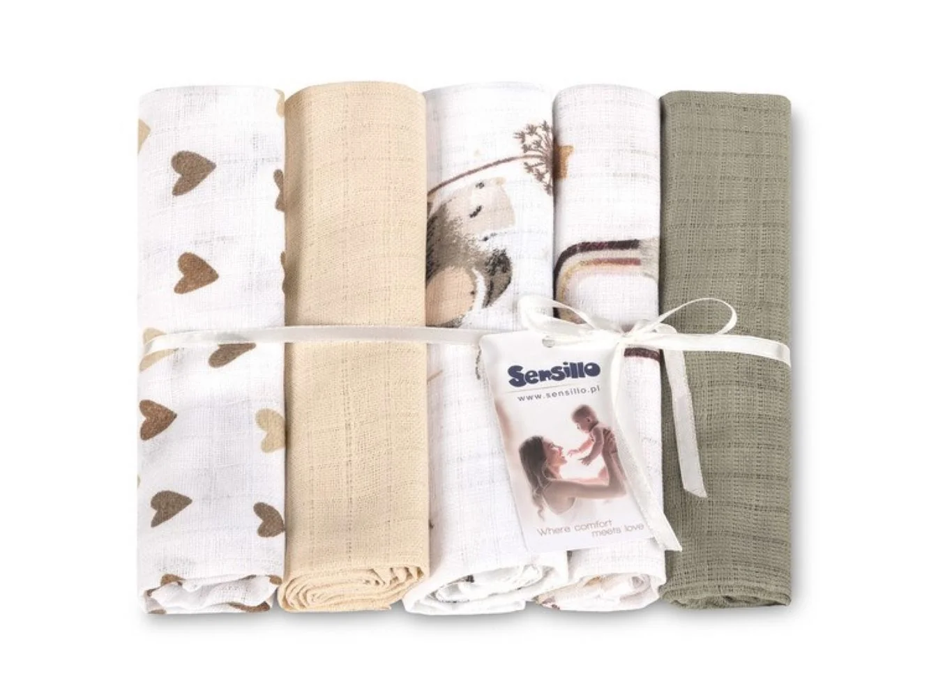 SENSILLO Tetra pleny Basic 70×80 cm Mouse beige - sada 5 ks, 100% bavlna
