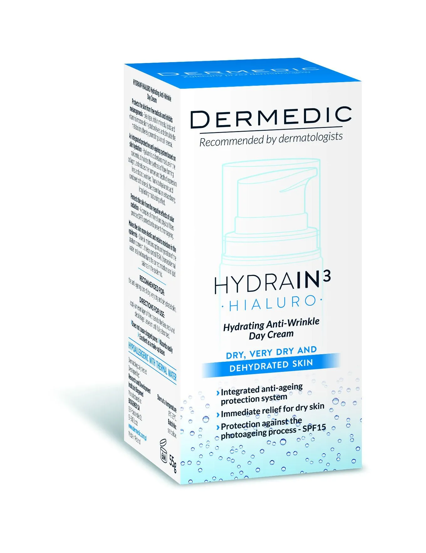 Dermedic Hydrain3 Hialuro Hydratační denní krém proti vráskám 55g